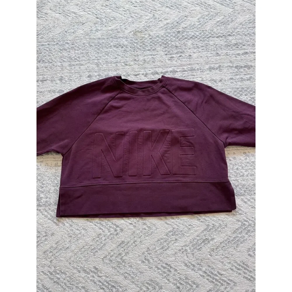 Nike DRI-Fit Top Versa Crew Sweatshirt‎ Raglan Long Sleeves Maroon Womens Size M